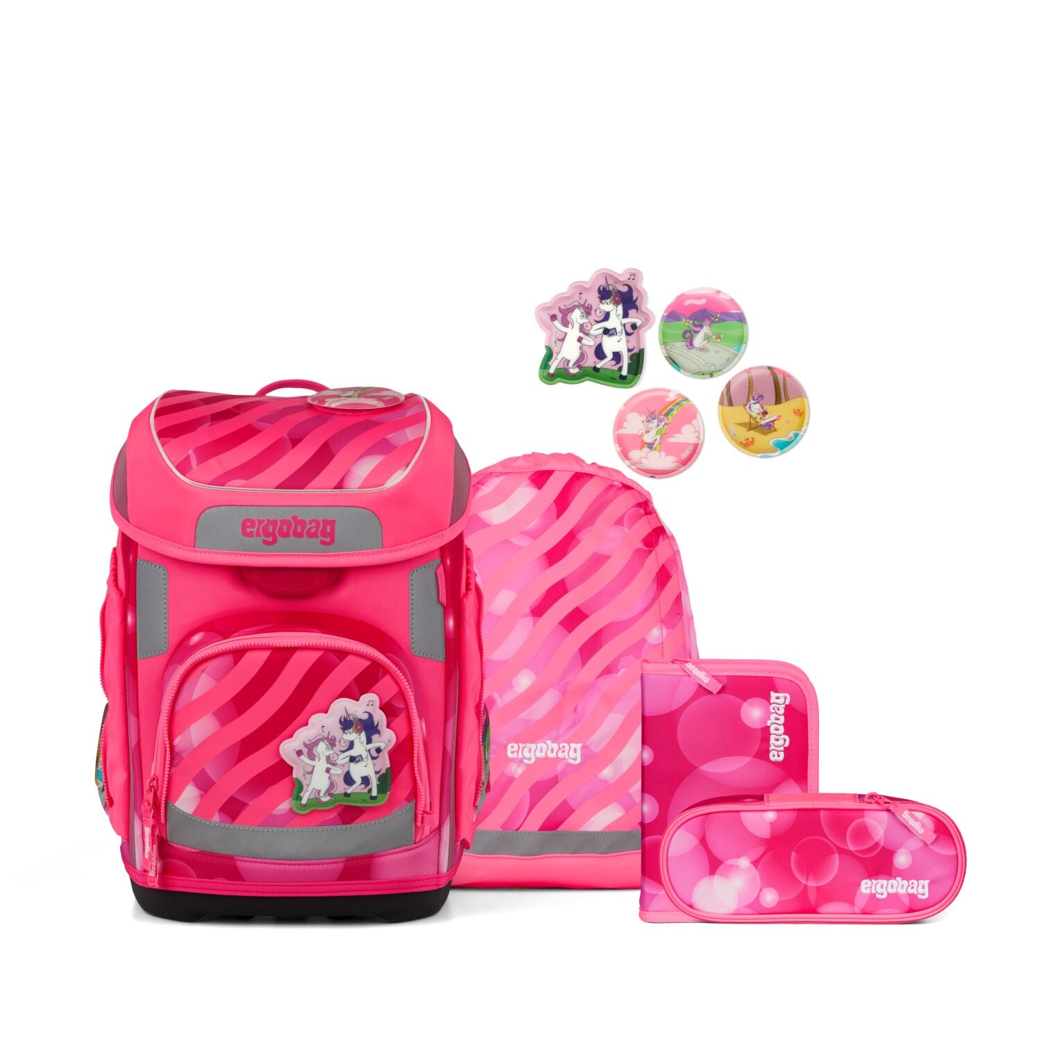Ergobag Cubo Schulranzenset 5tlg. KuntBärbuntes Einhorn NEO 2026