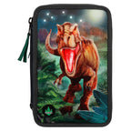 3-fach Federmäppchen Dino World LED grau