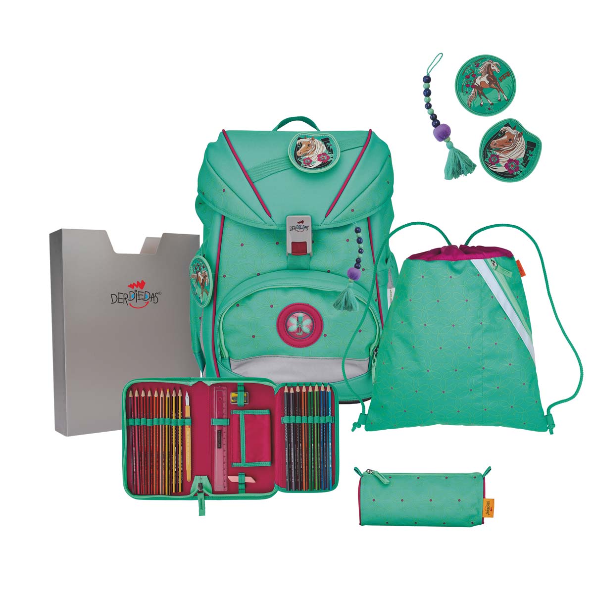 DerDieDas ErgoFlex Peppermint Pony Schulranzen-Set 5tlg