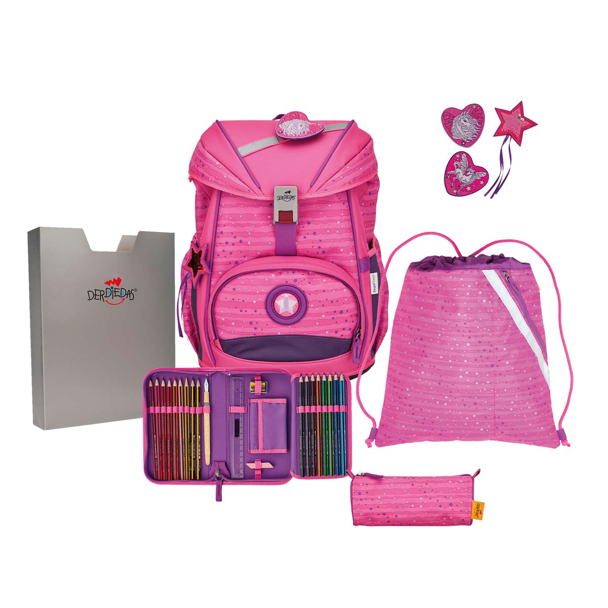DerDieDas ErgoFlex Pretty Unicorn Schulranzen-Set 5tlg.