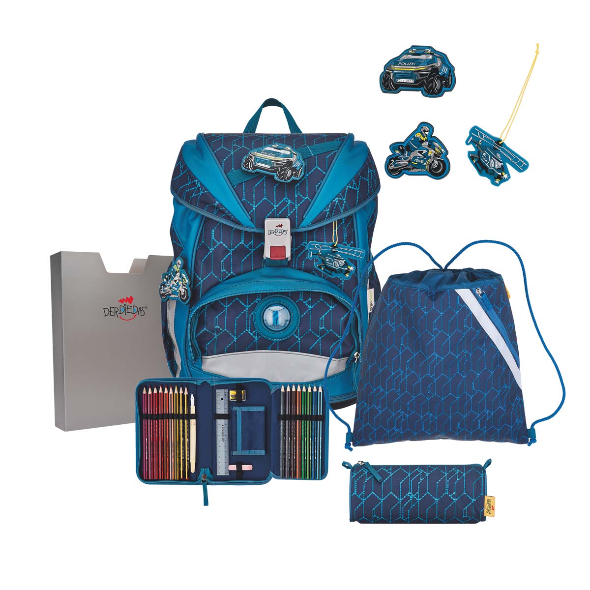 DerDieDas ErgoFlex Blue Speed Schulranzen-Set 5tlg.
