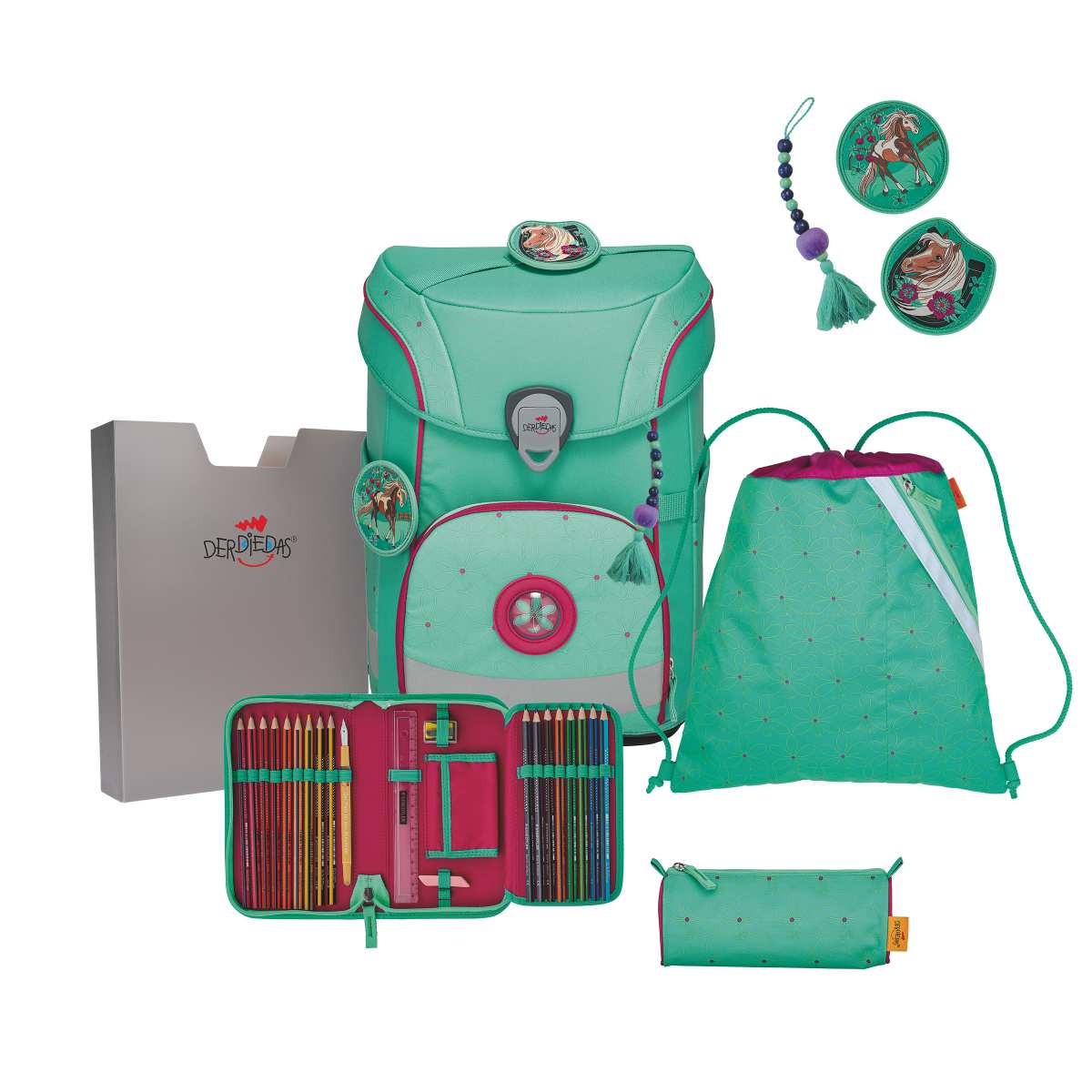 DerDieDas ErgoFlex EASY Peppermint Pony Schulranzen-Set 5tlg.