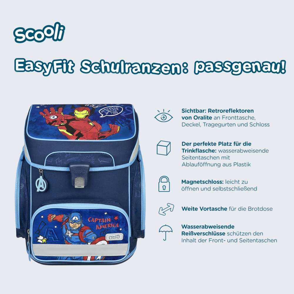 Scooli EasyFit Schulranzen Set 5tlg. Marvel Avengers