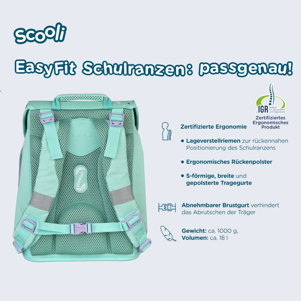 Scooli EasyFit Schulranzen Set 5tlg. Butterfly Wishes