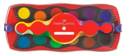 Faber-Castell Deckfarbkasten rot mit 12 Farben und Deckweiiß