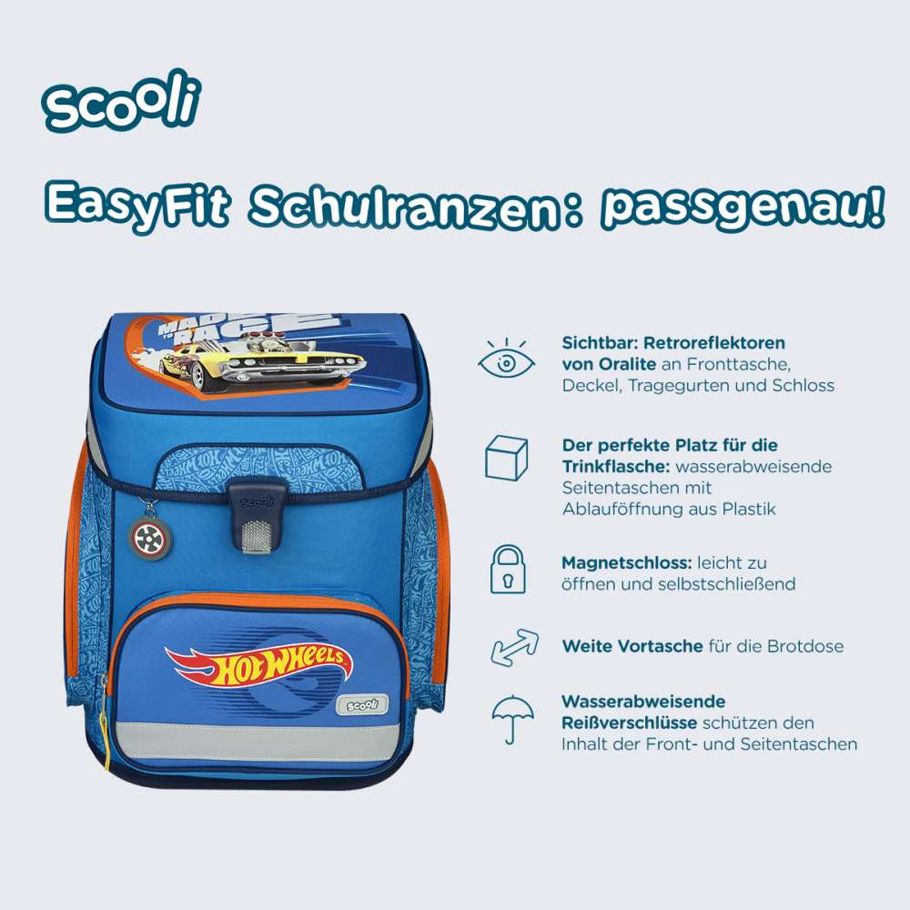 Scooli EasyFit Schulranzen Set 5tlg. Hot Wheels
