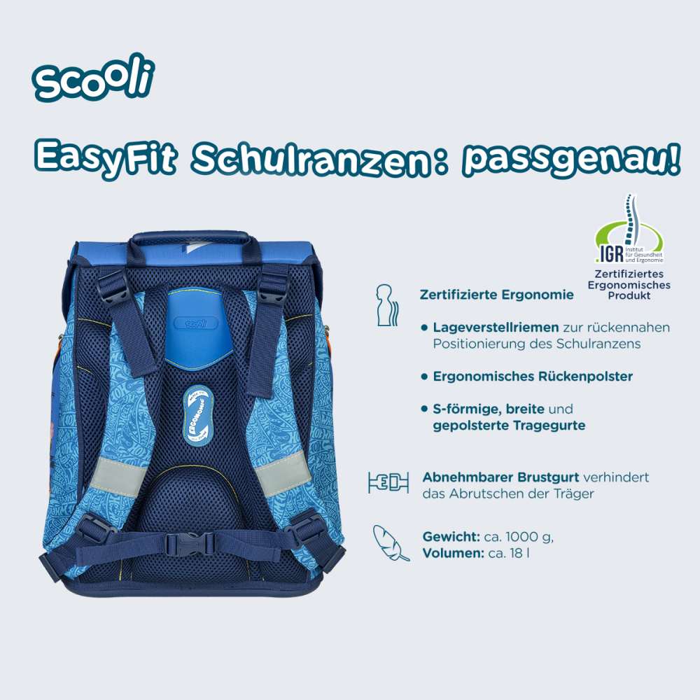 Scooli EasyFit Schulranzen Set 5tlg. Hot Wheels