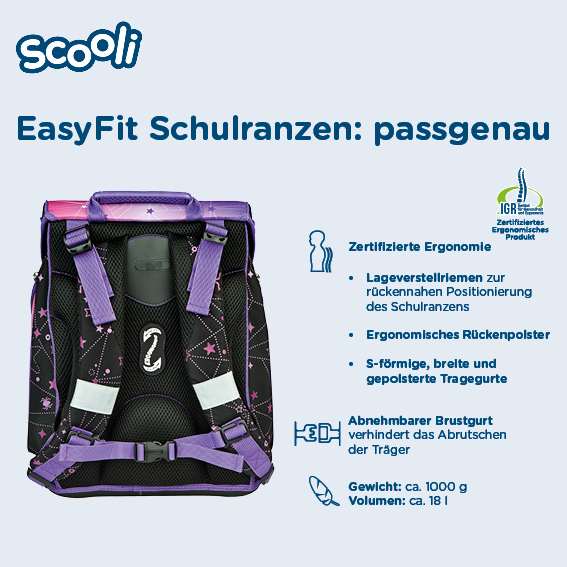 Scooli EasyFit Schulranzen Set 5tlg. Monster High