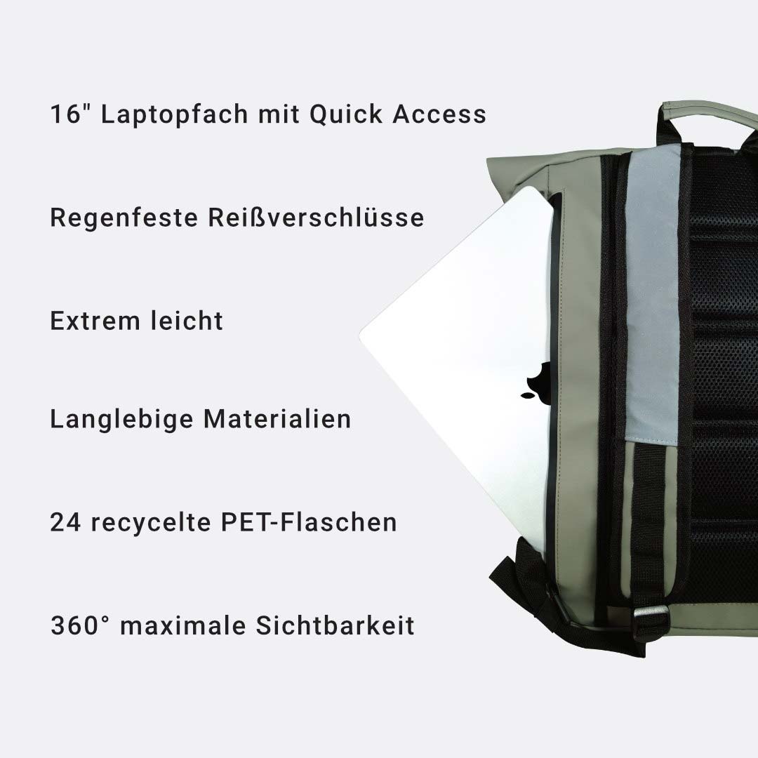 Oak25 Rucksack Reflective Rolltop Olive