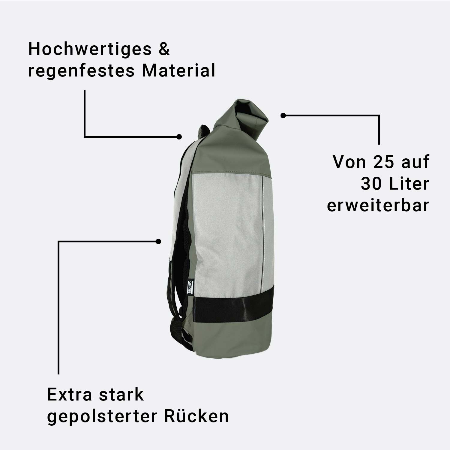 Oak25 Rucksack Reflective Rolltop Olive