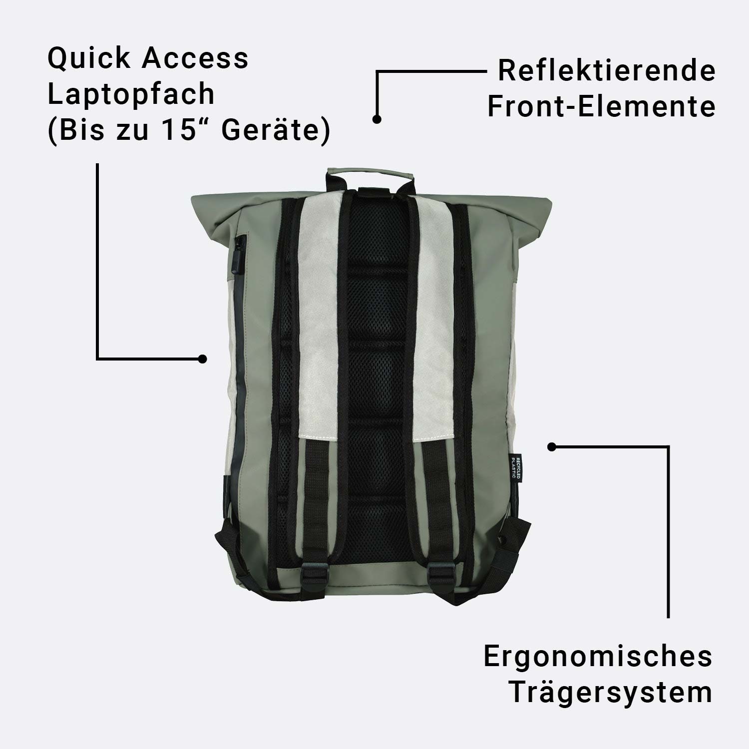 Oak25 Rucksack Reflective Rolltop Olive