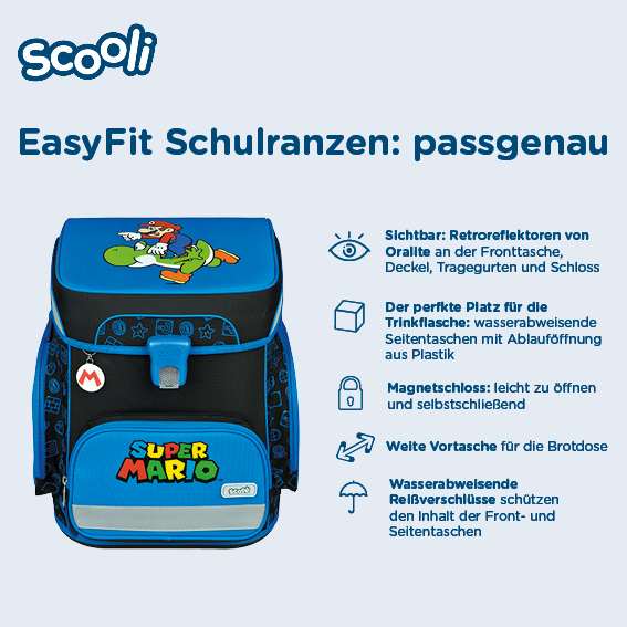 Scooli EasyFit Schulranzen Set 5tlg. Super Mario