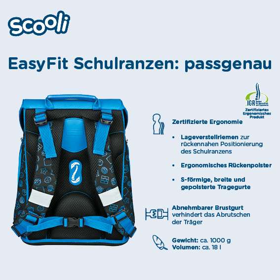 Scooli EasyFit Schulranzen Set 5tlg. Super Mario