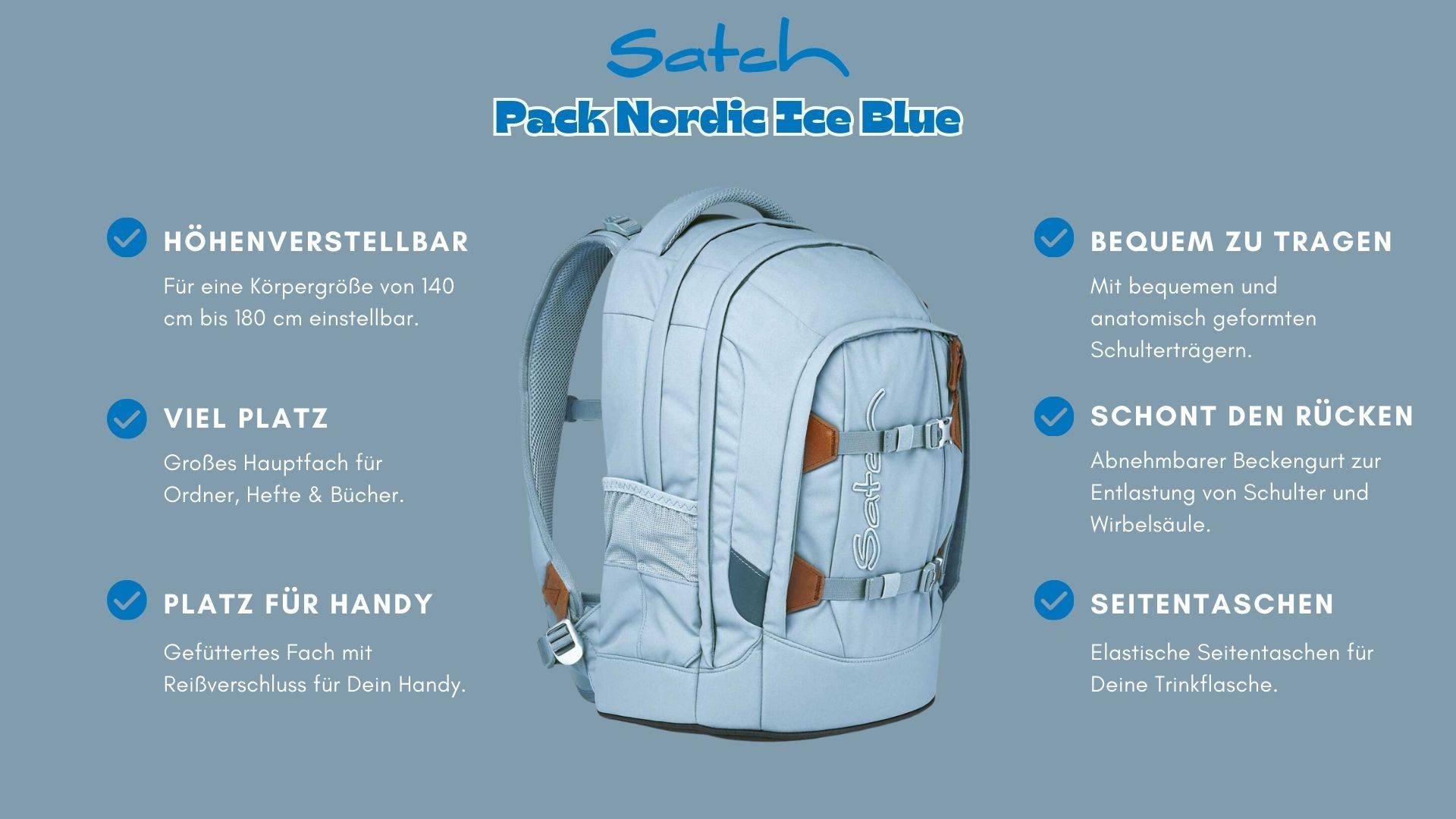 Satch Pack Schulrucksack Nordic Ice Blue