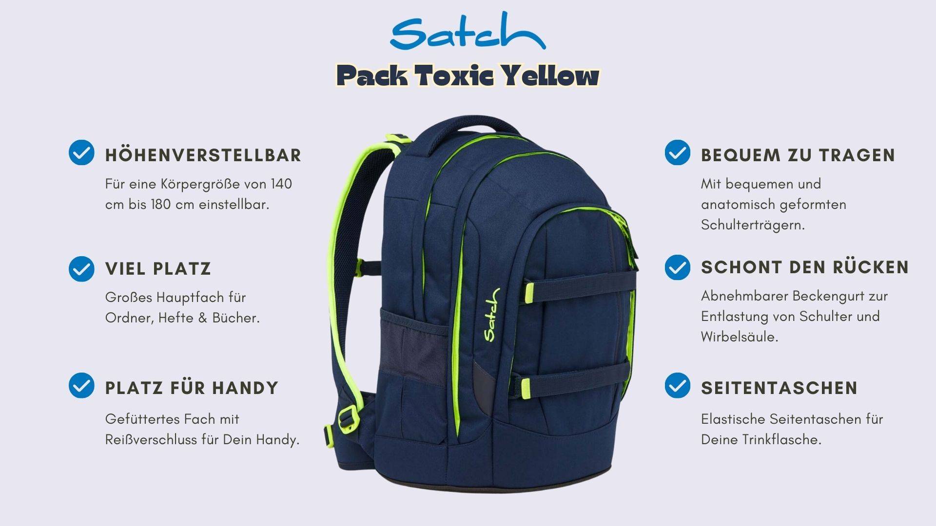 Satch Pack Schulrucksack Toxic Yellow