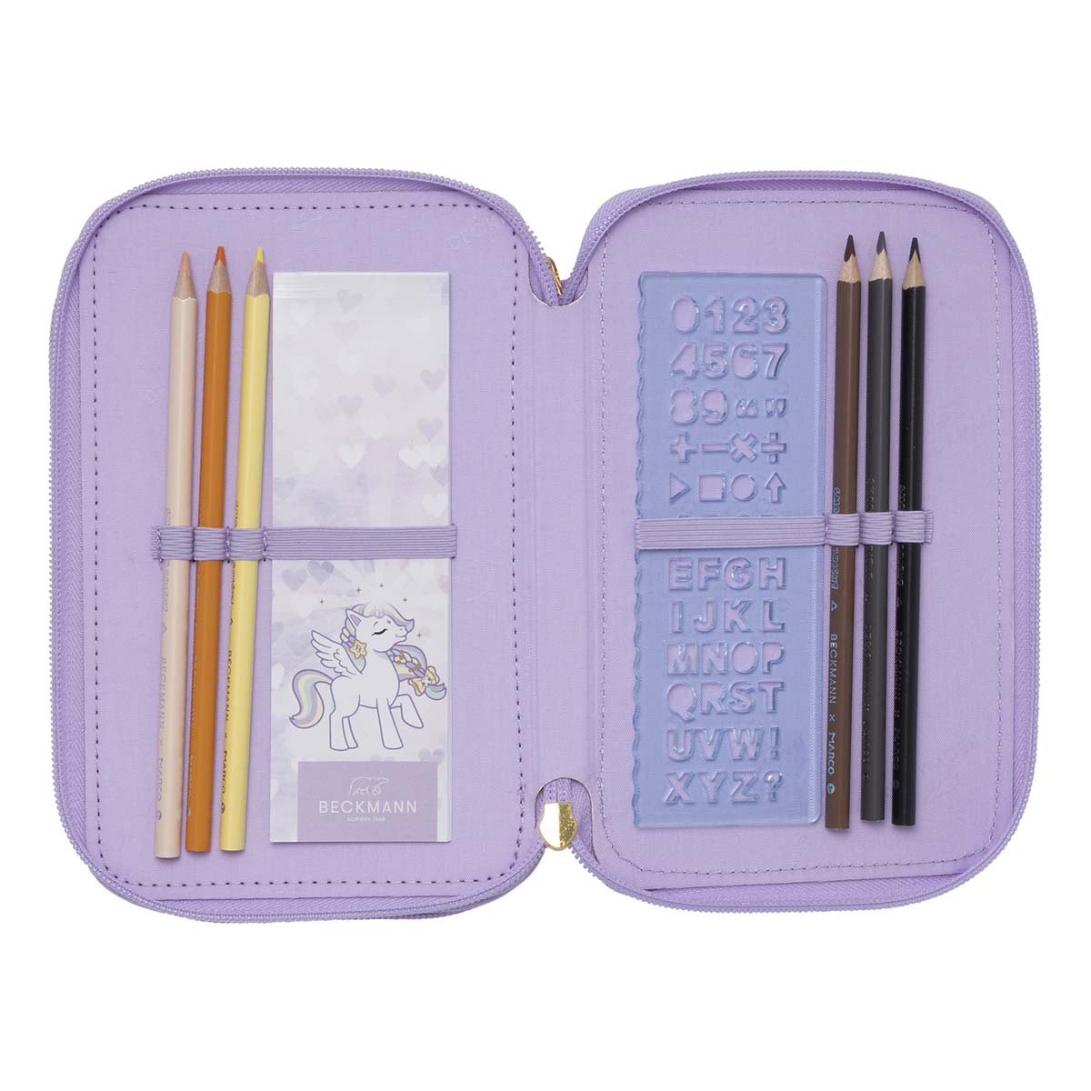 Beckmann 3-fach Federmäppchen Unicorn Princess Purple