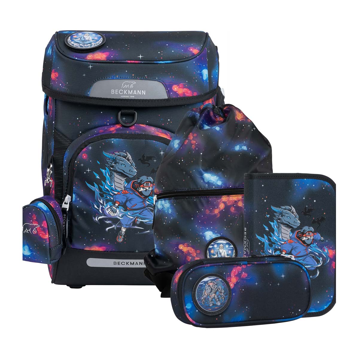 Beckmann Plus Air Schulranzenset 6tlg. Ninja Elements