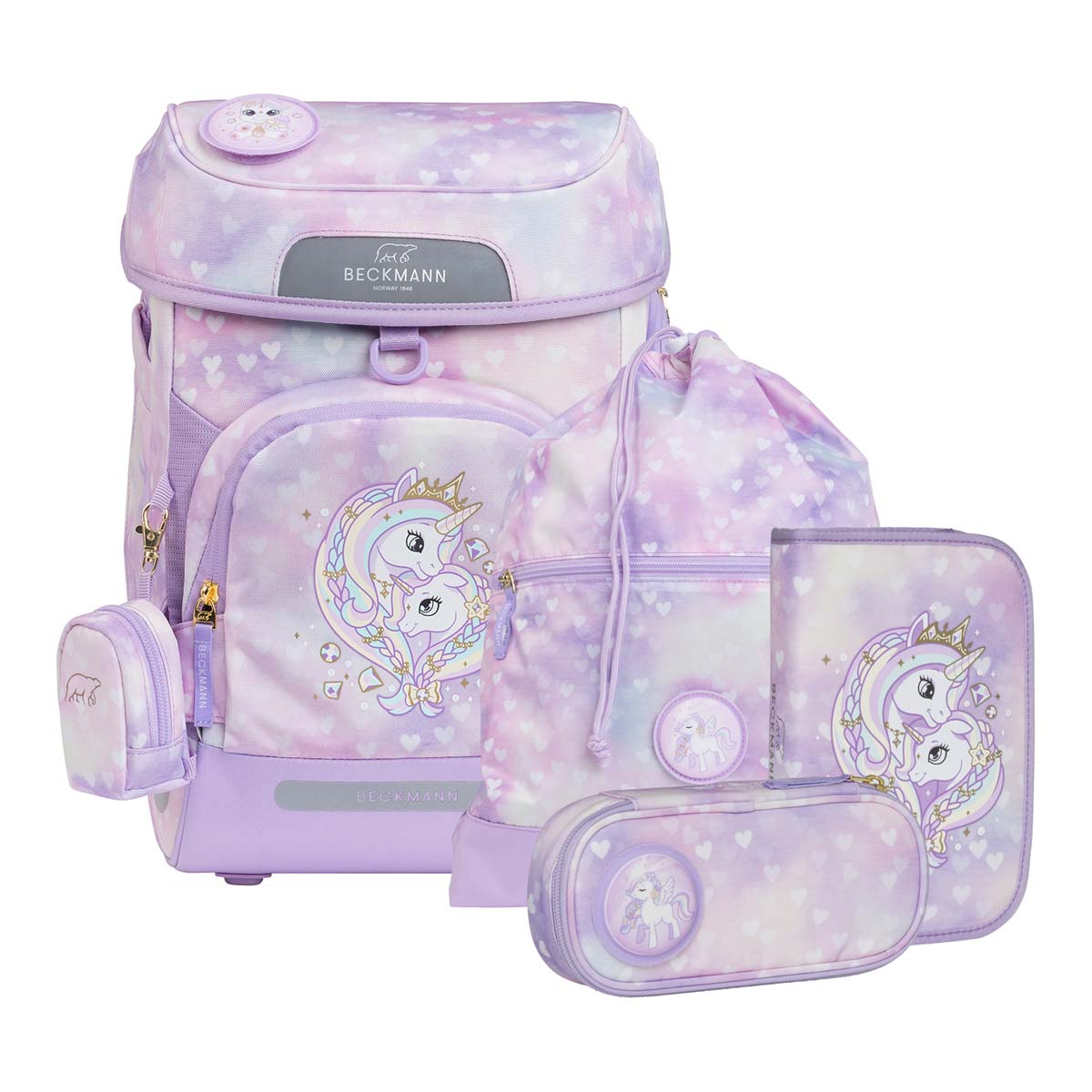Beckmann Plus Air Schulranzenset 6tlg. Unicorn Princess Purple