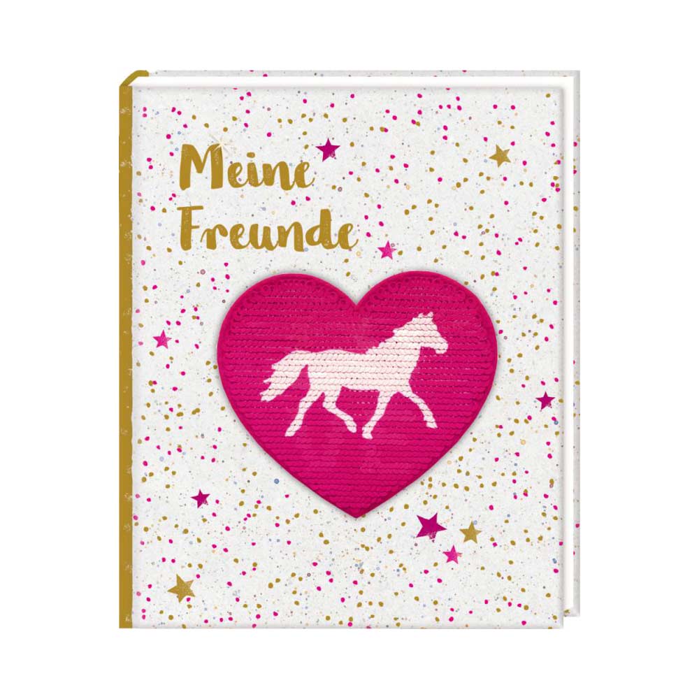 Freundebuch "Meine Freunde" Pferdefreunde mit Wendepailletten-Herz