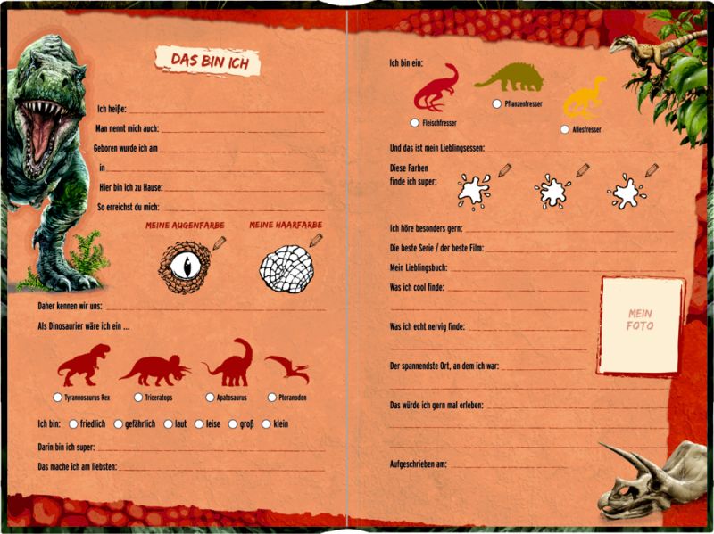 Freundebuch "Meine Freunde" T-Rex World (mit Wendepailletten)