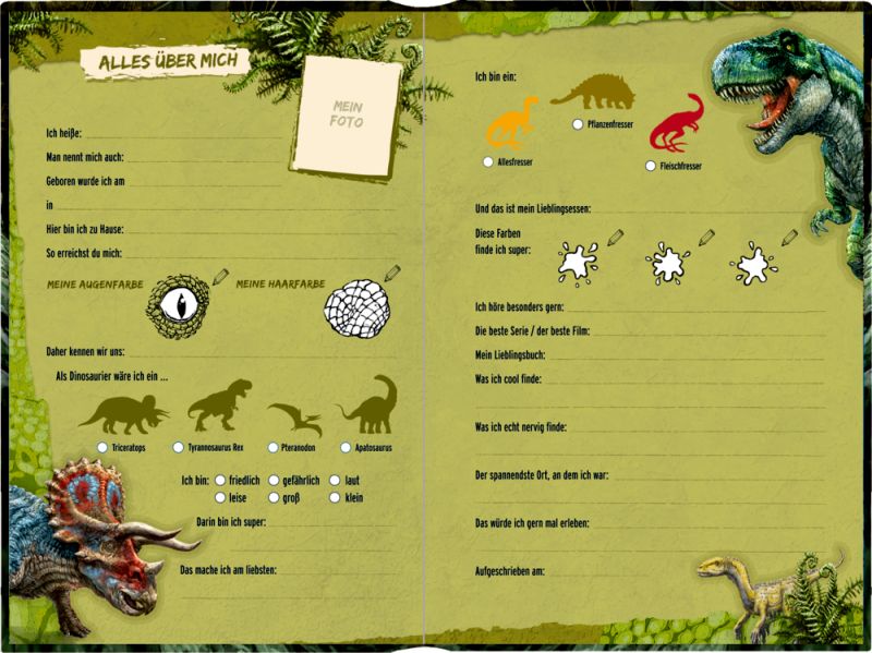 Freundebuch "Meine Freunde" T-Rex World (mit Wendepailletten)