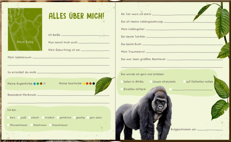 Freundebuch "Meine Freunde" Wilde Tiere Afrikas