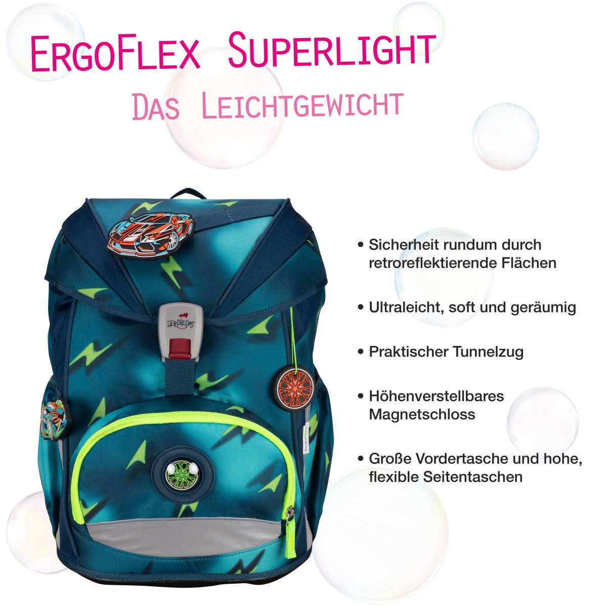 DerDieDas ErgoFlex SUPERLIGHT Magic Light Schulranzen-Set 5tlg.