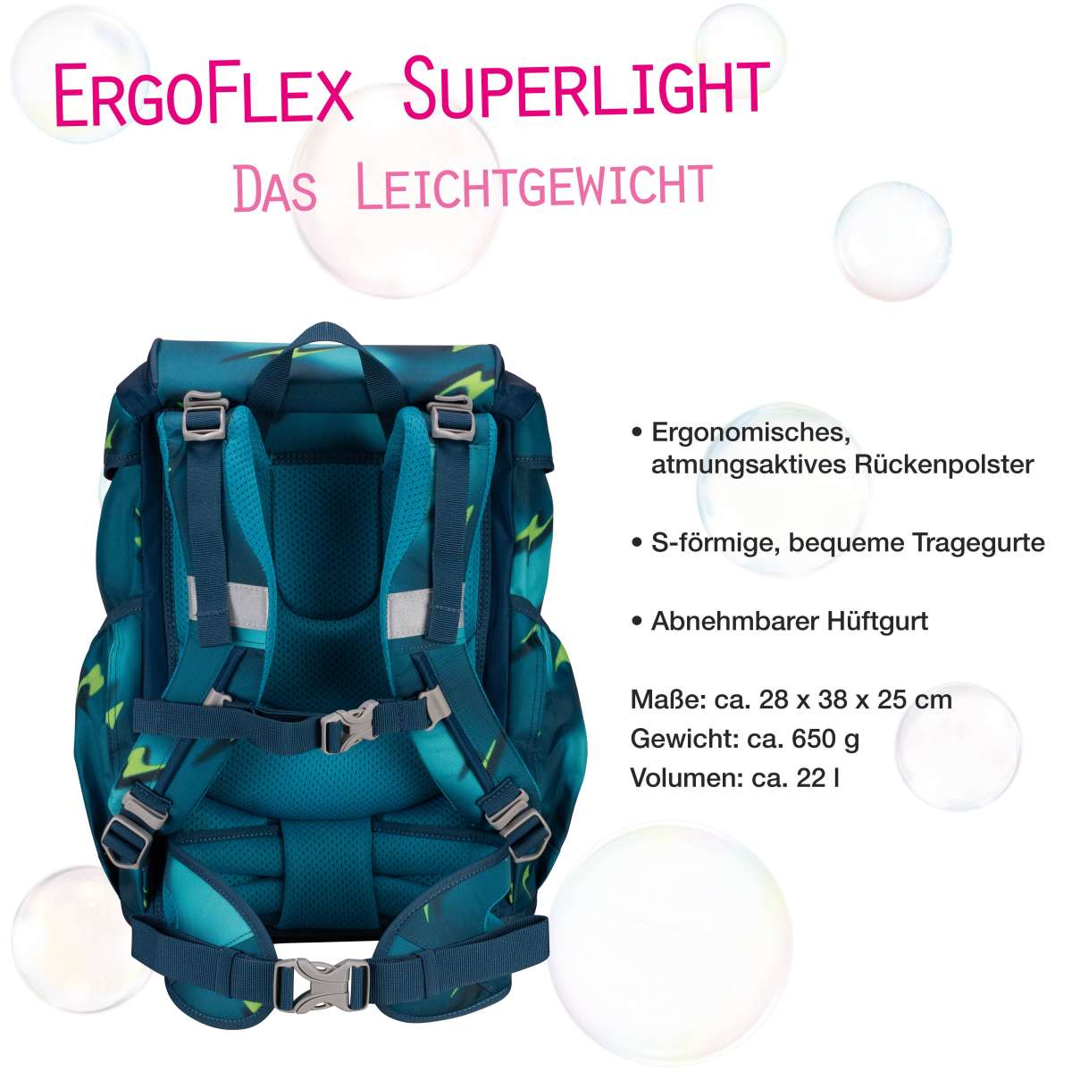 DerDieDas ErgoFlex SUPERLIGHT Magic Light Schulranzen-Set 5tlg.