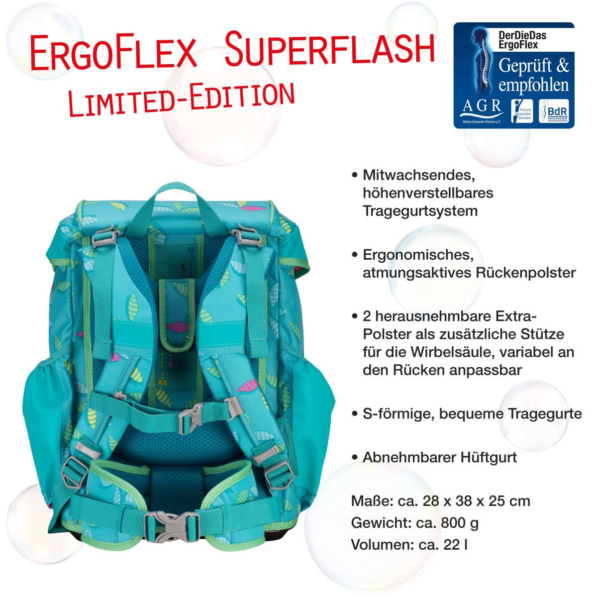 DerDieDas ErgoFlex Superflash Schulranzen-Set 5tlg. Paradise