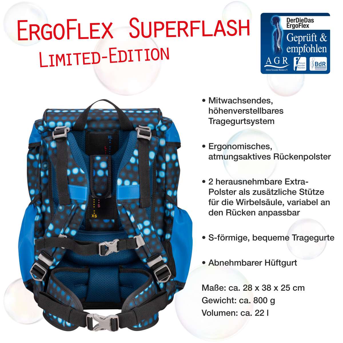 DerDieDas ErgoFlex Superflash Schulranzen-Set 5tlg. Blue Robot