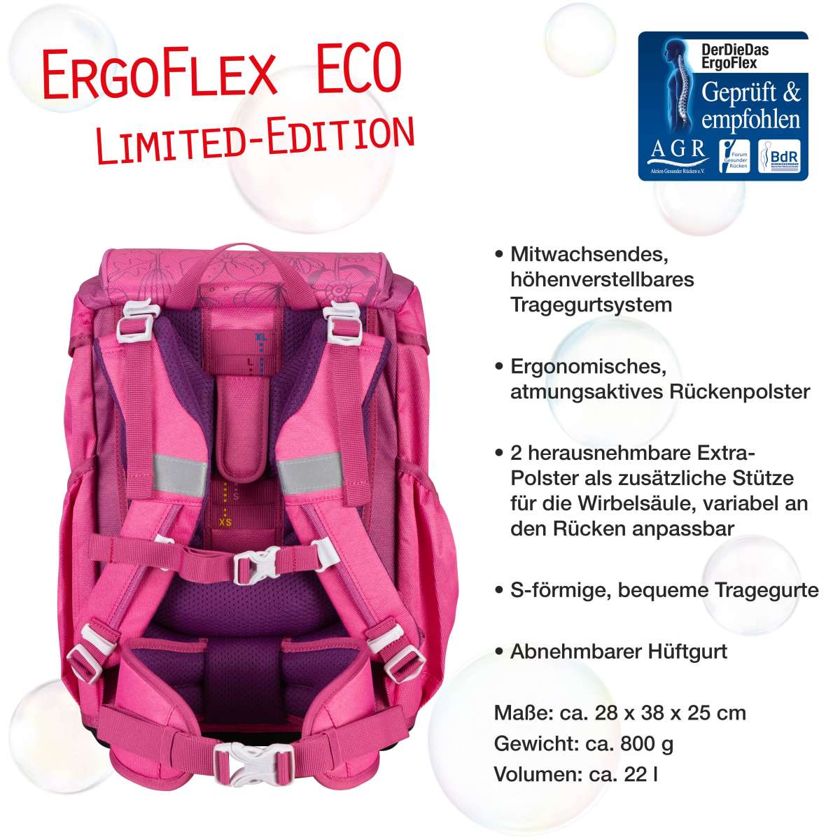 DerDieDas ErgoFlex ECO Schulranzen-Set 5tlg. Pink Planet