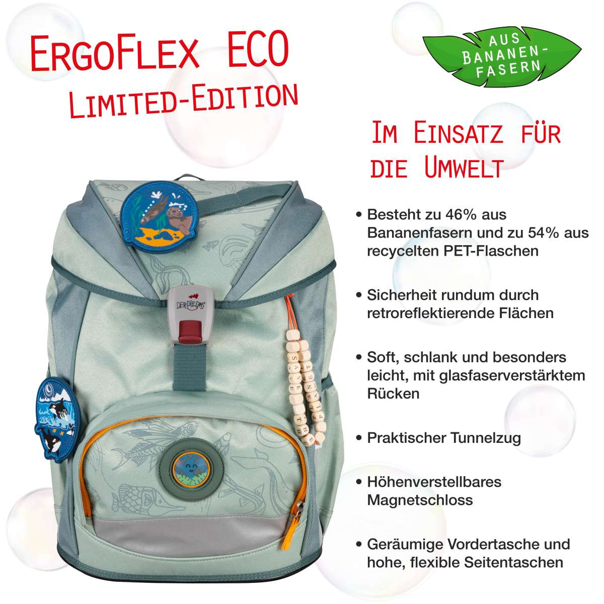 DerDieDas ErgoFlex ECO Schulranzen-Set 5tlg. Grey Planet