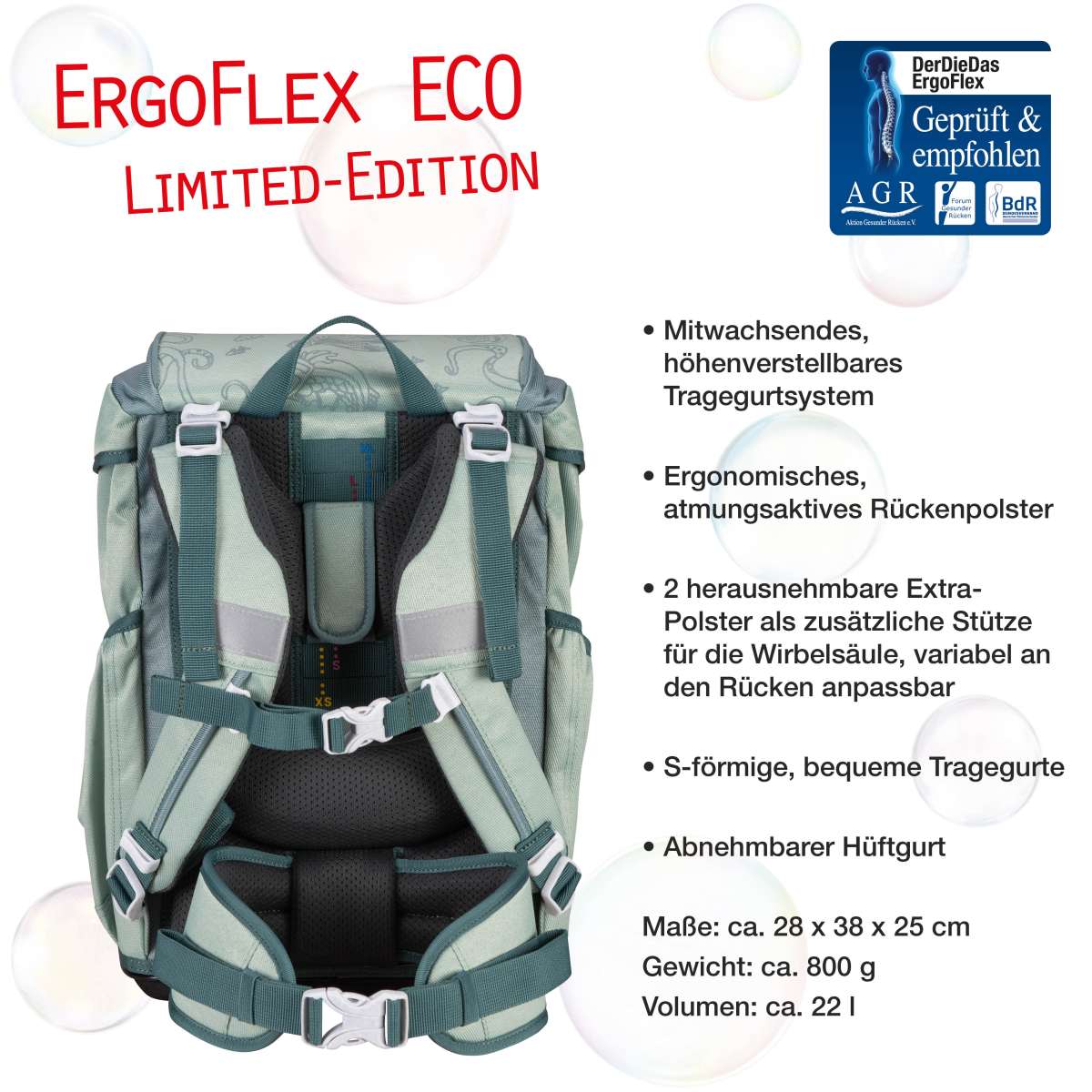DerDieDas ErgoFlex ECO Schulranzen-Set 5tlg. Grey Planet
