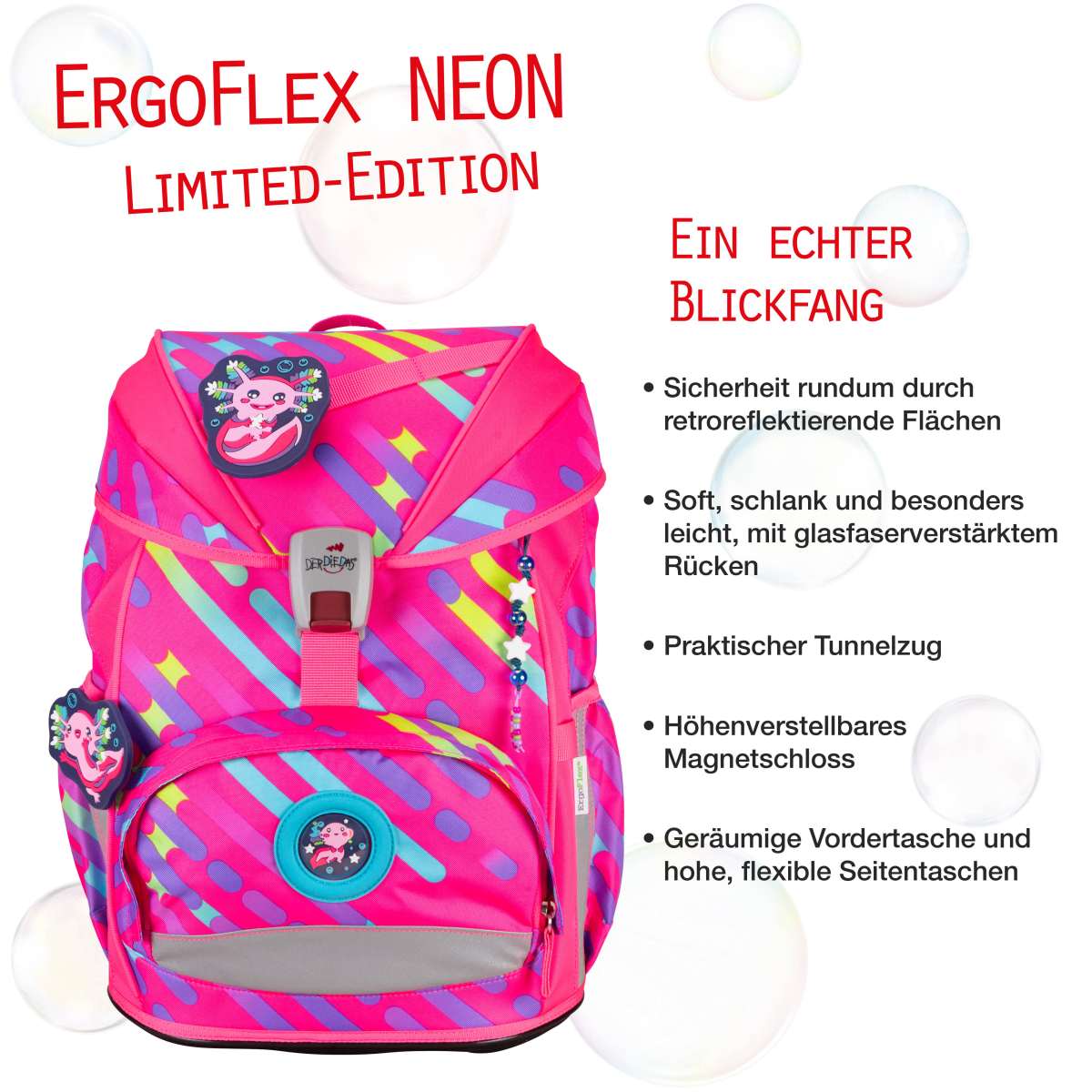 DerDieDas ErgoFlex NEON Schulranzen-Set 5tlg. Punkie