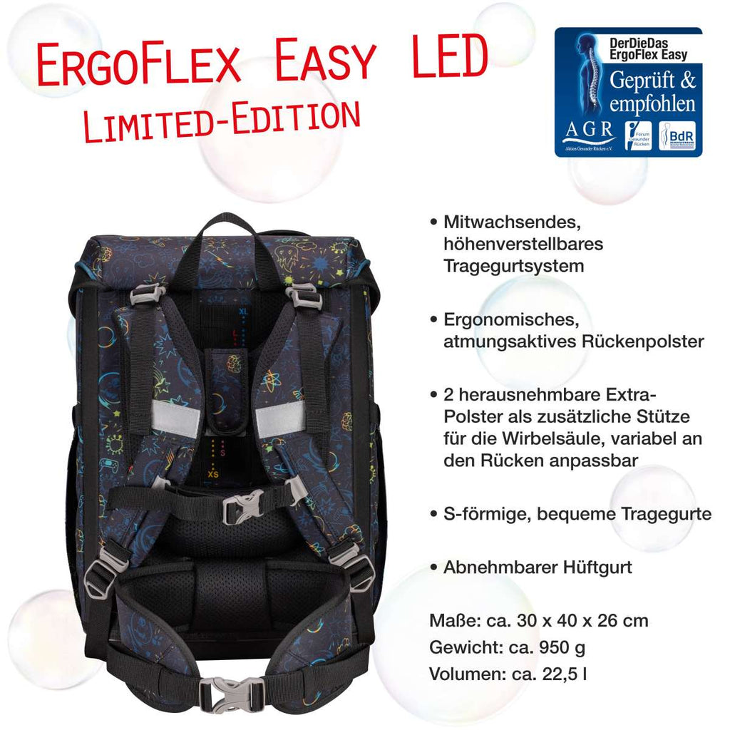 DerDieDas ErgoFlex EASY LED Crazy Schulranzen-Set 5tlg.