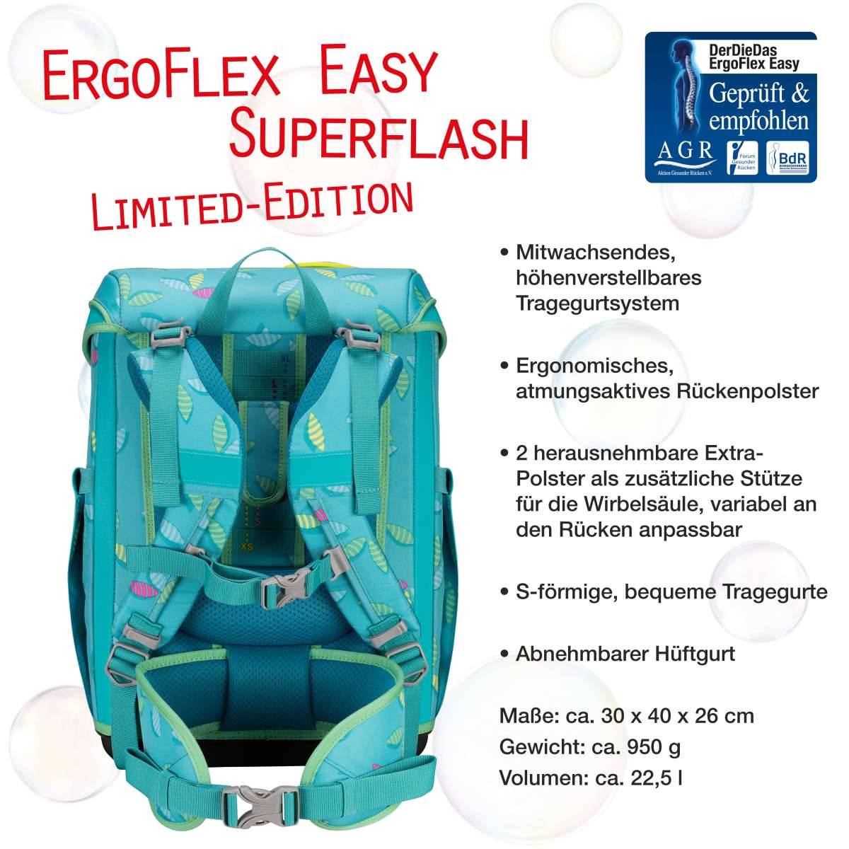 DerDieDas ErgoFlex EASY Superflash Paradise Schulranzen-Set 5tlg.
