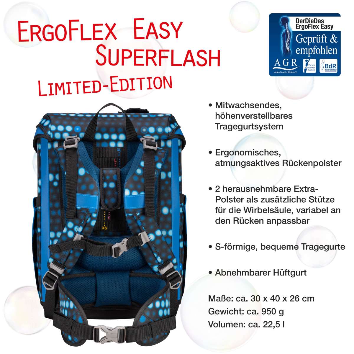 DerDieDas ErgoFlex EASY Superflash Blue Robot Schulranzen-Set 5tlg.