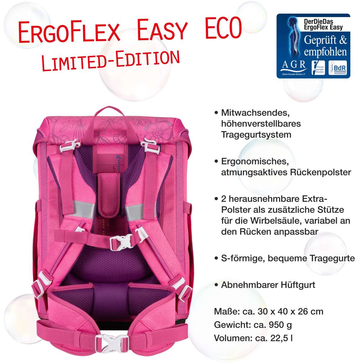 DerDieDas ErgoFlex EASY ECO Pink Planet Schulranzen-Set 5tlg.