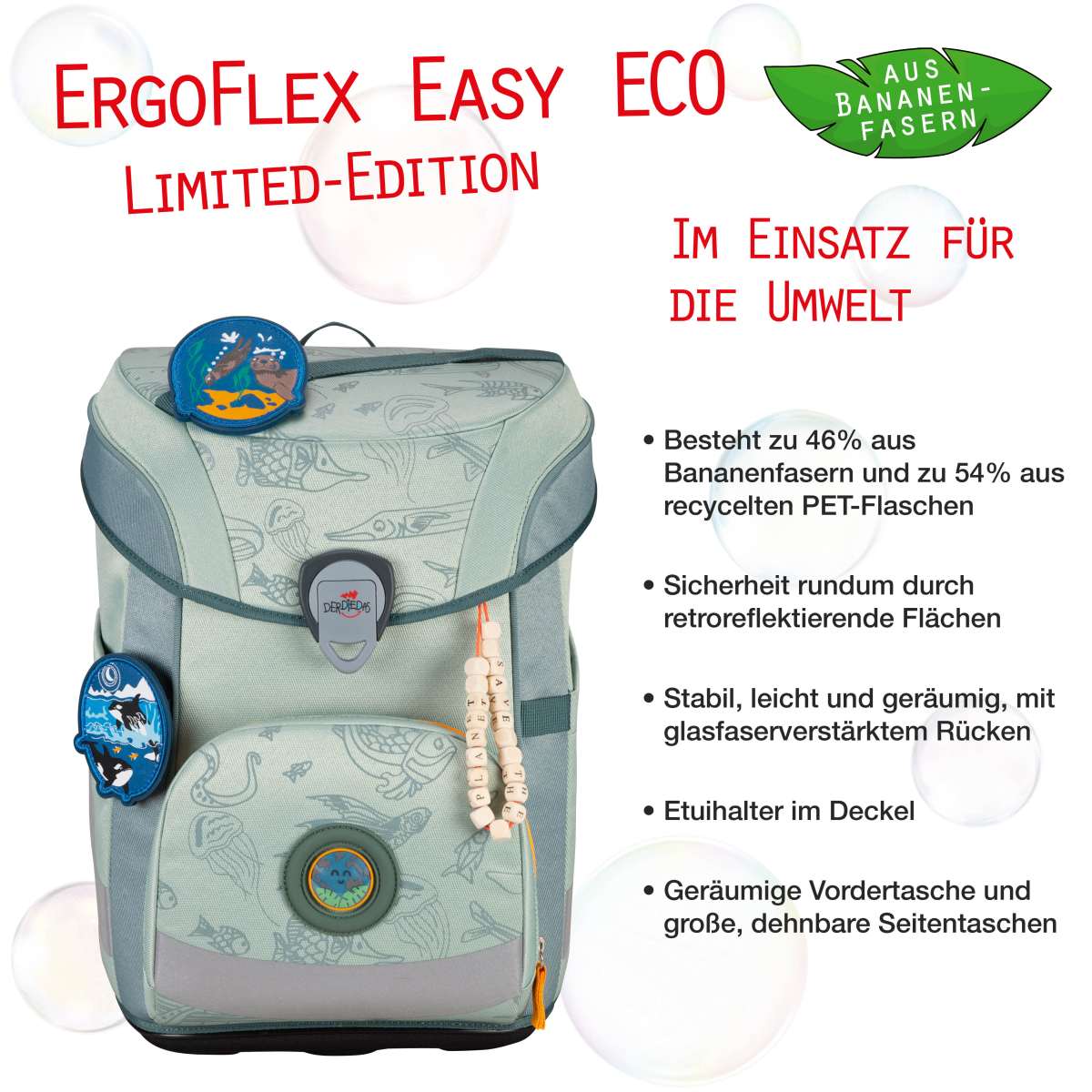 DerDieDas ErgoFlex EASY ECO Grey Planet Schulranzen-Set 5tlg.