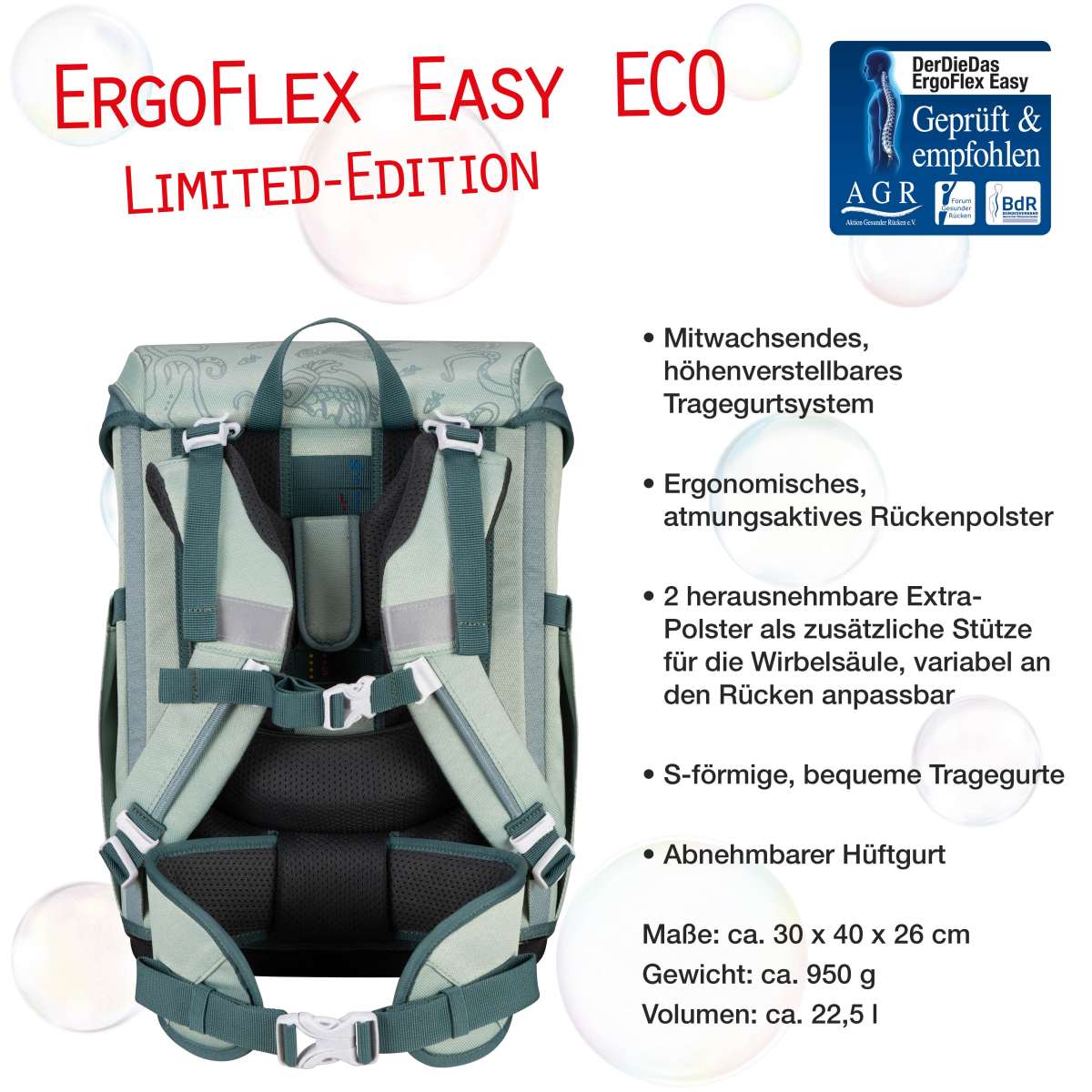 DerDieDas ErgoFlex EASY ECO Grey Planet Schulranzen-Set 5tlg.