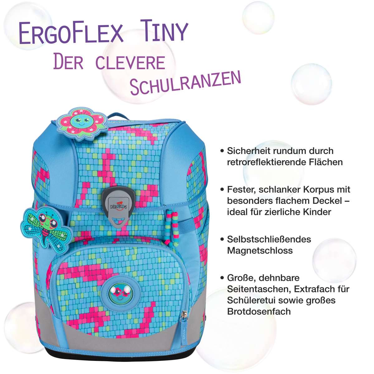 DerDieDas ErgoFlex Tiny Schulranzen-Set Happy Pixel 5tlg.