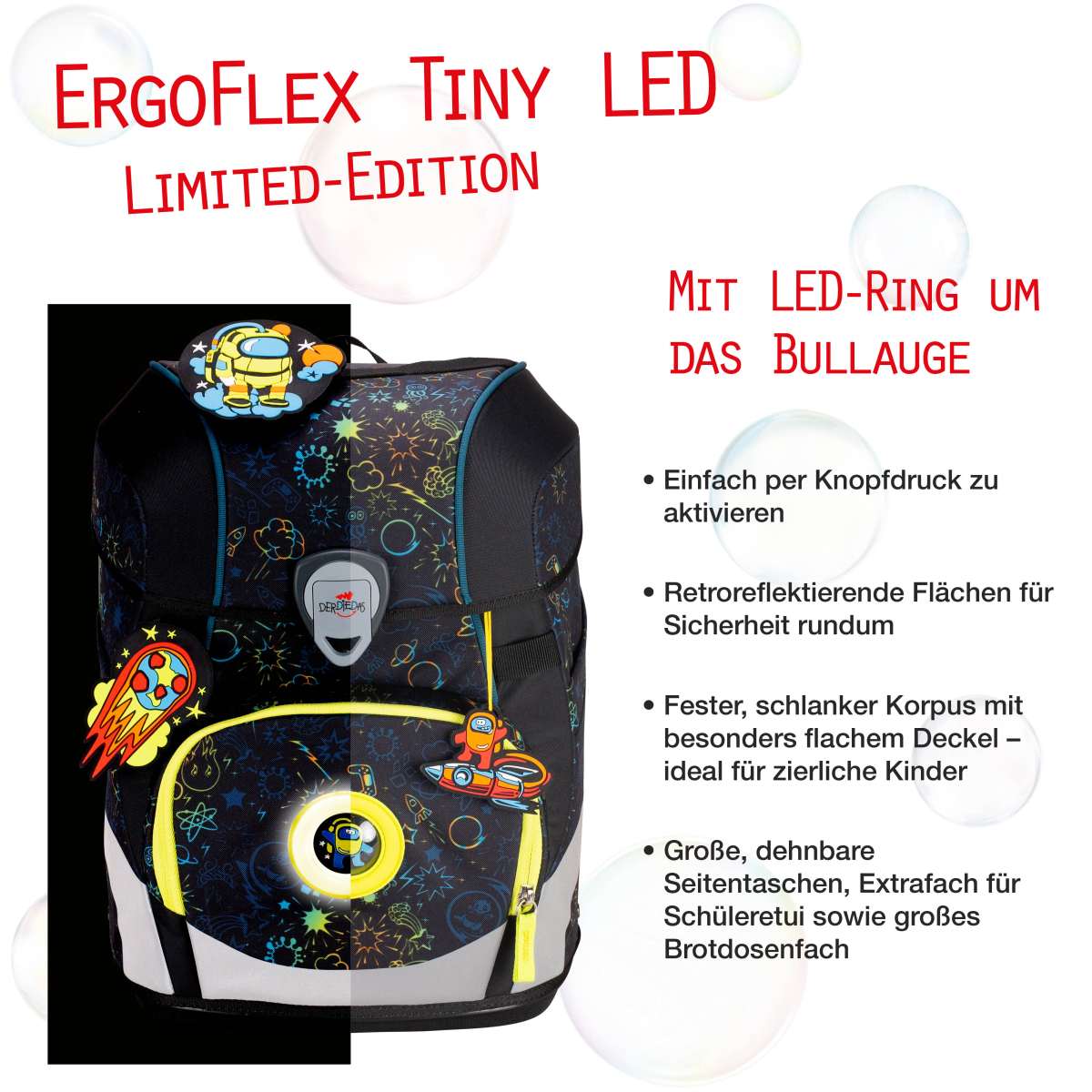 DerDieDas ErgoFlex Tiny LED Schulranzen-Set Crazy 5tlg.