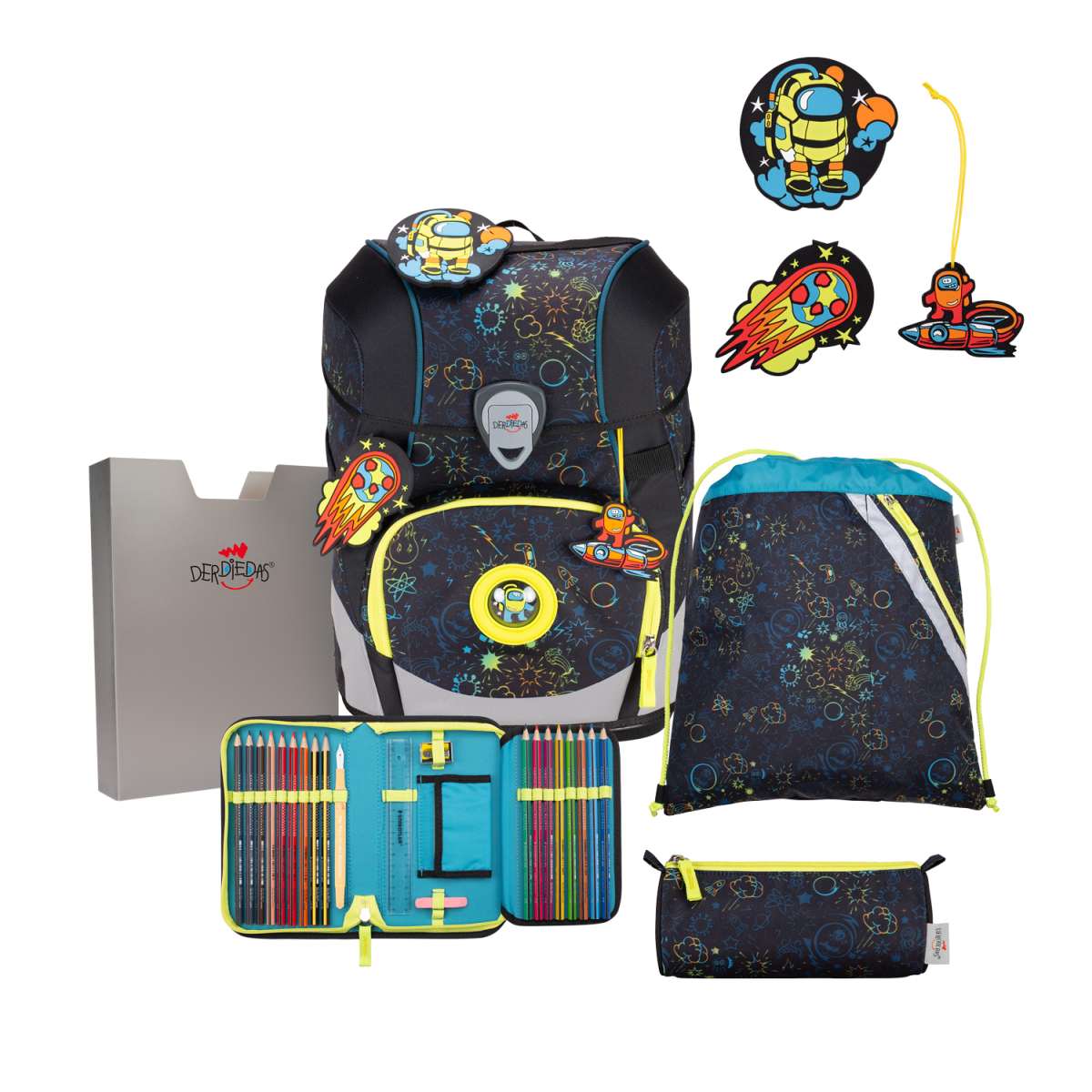 DerDieDas ErgoFlex Tiny LED Schulranzen-Set Crazy 5tlg.