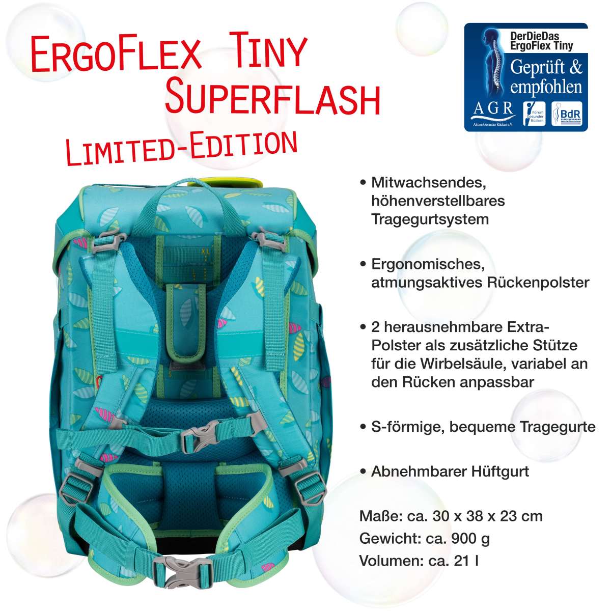 DerDieDas ErgoFlex Tiny Superflash Schulranzen-Set Paradise 5tlg.