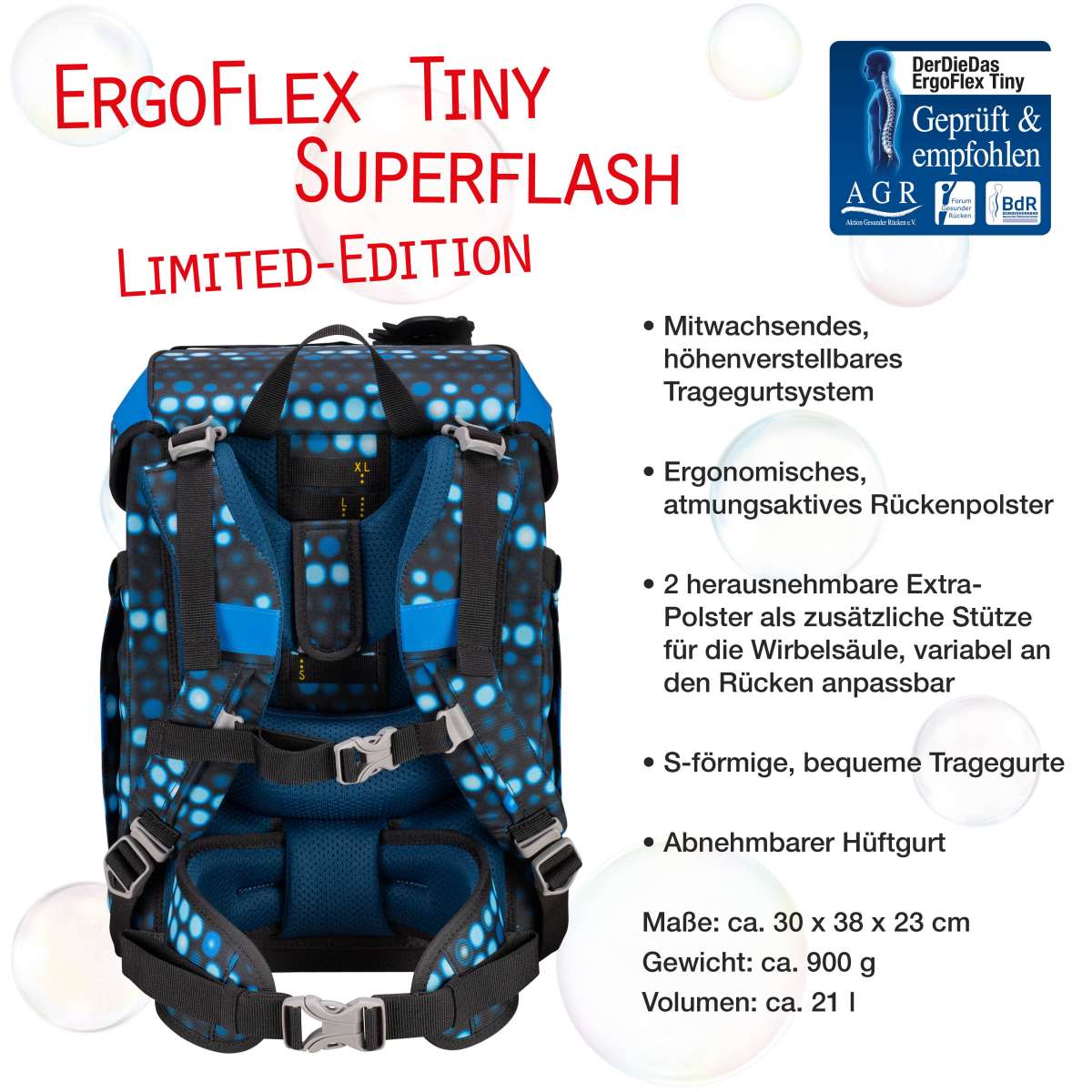DerDieDas ErgoFlex Tiny Superflash Schulranzen-Set Blue Robot 5tlg.