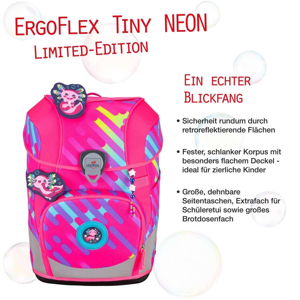 DerDieDas ErgoFlex Tiny NEON Schulranzen-Set Punkie 5tlg.