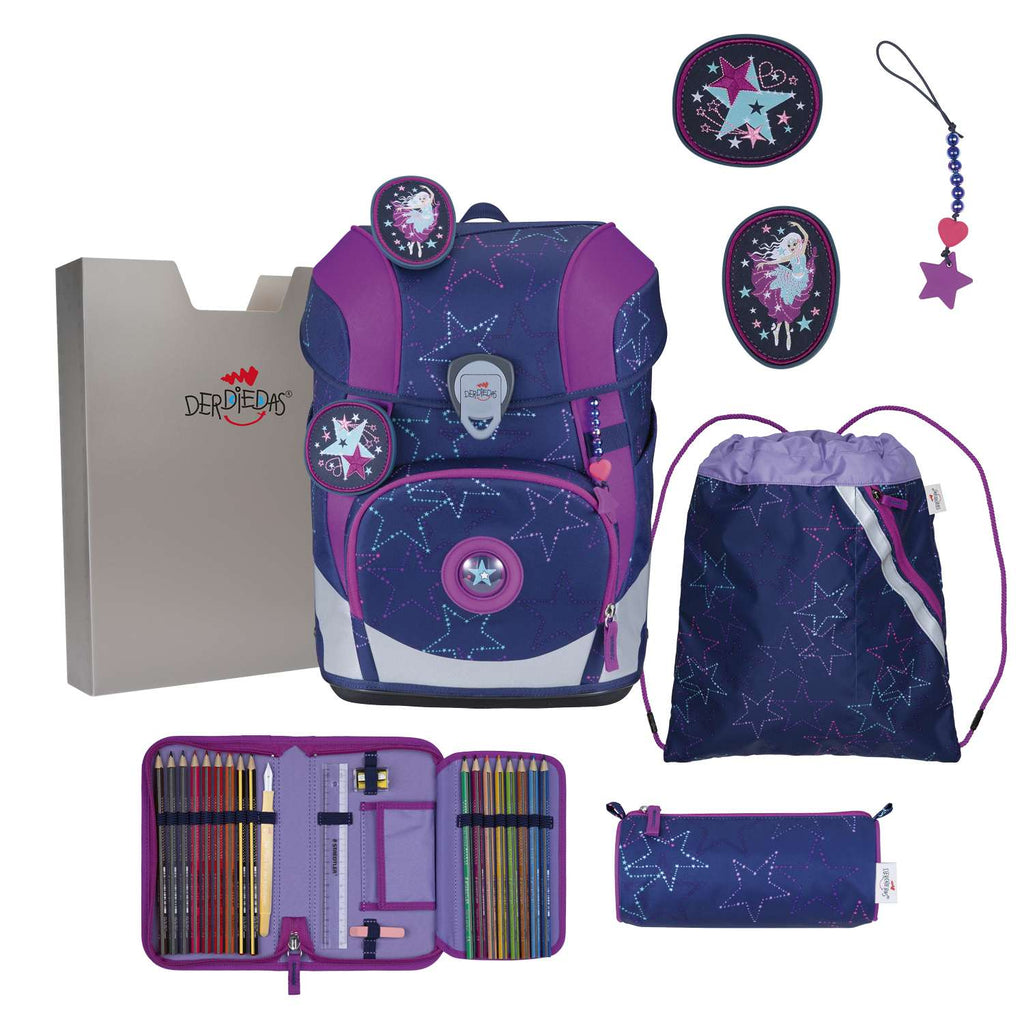 DerDieDas ErgoFlex Tiny LED Schulranzen-Set Dancing Star 5tlg.