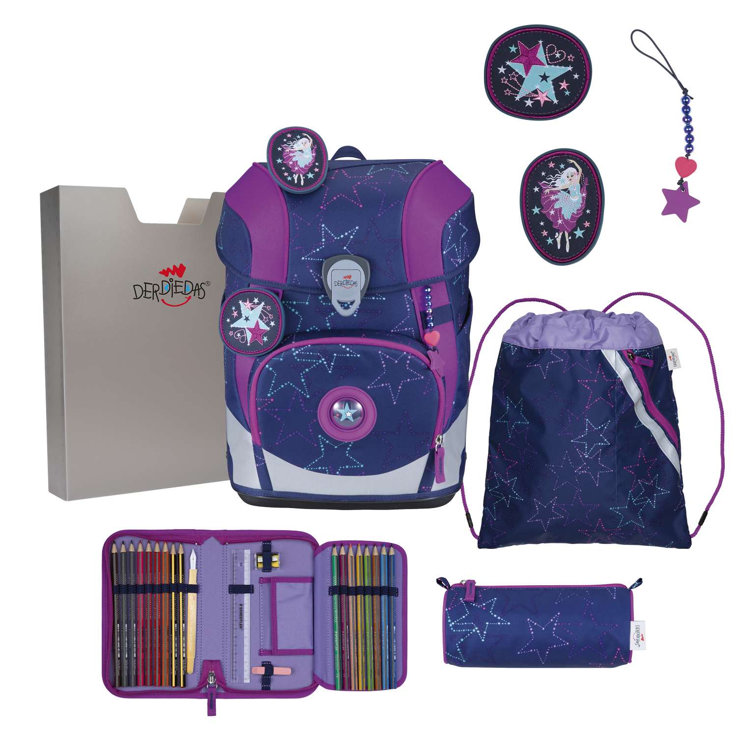 DerDieDas ErgoFlex Tiny LED Schulranzen-Set Dancing Star 5tlg.