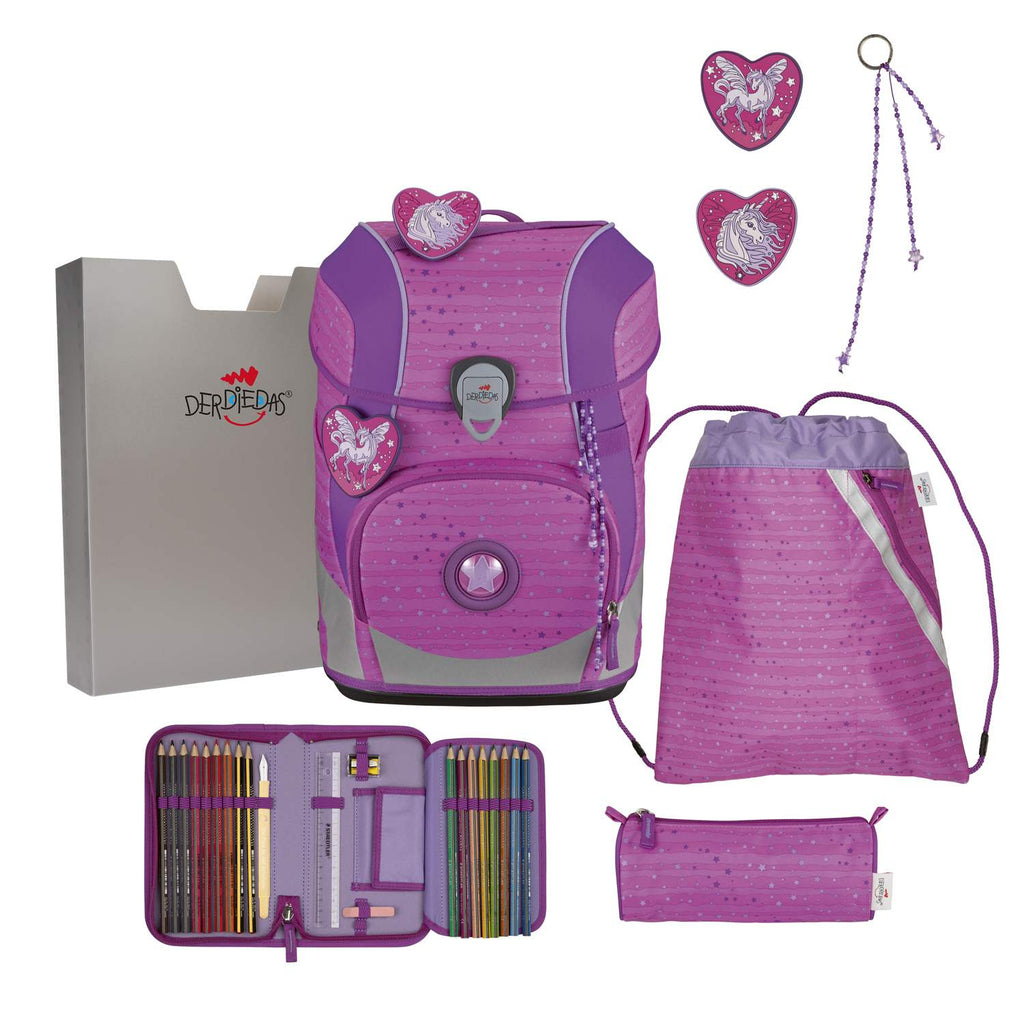DerDieDas ErgoFlex Tiny Schulranzen-Set Purple Unicorn 5tlg.