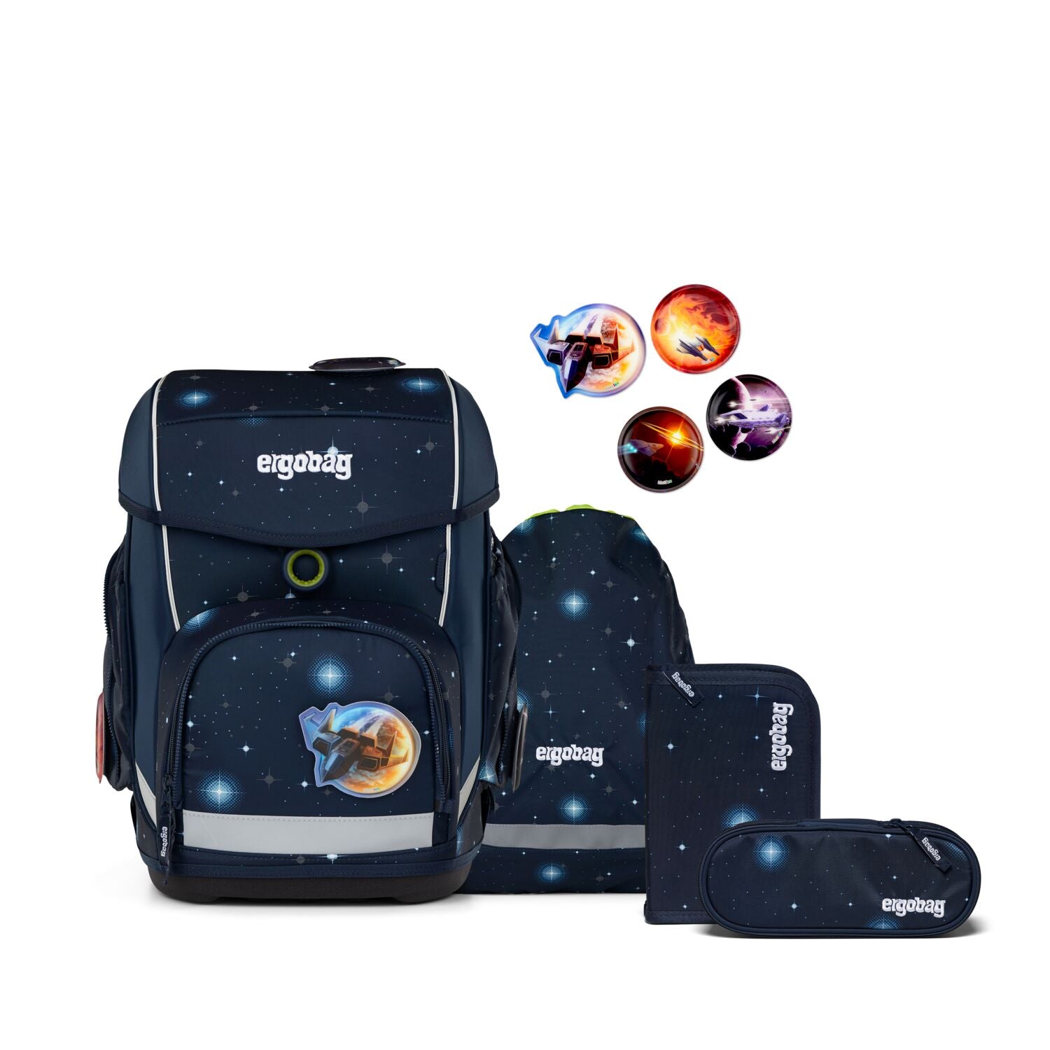 Ergobag Cubo Schulranzenset 5tlg. KoBärnikus GALAXY GLOW 2025